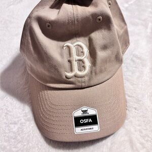 Tan Red Sox Baseball Cap with Embroidered Logo